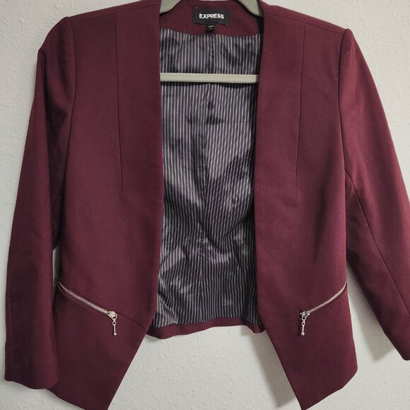 Express Women's Maroon Contemporary Blazer Jacket Small - Picture 7 of 12